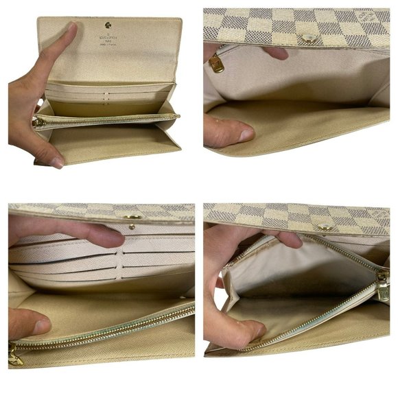 AUTHENTIC Louis Vuitton  WALLET LV Long Portefeuille Sarah White Damier Azul 183 - Picture 6 of 13